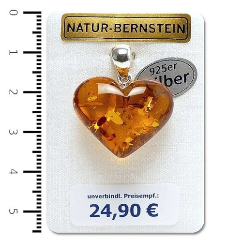 Bernstein anhänger herz - bernstein, 'herz'