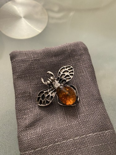 Bienen brosche mit bernstein - bienen-brosche,